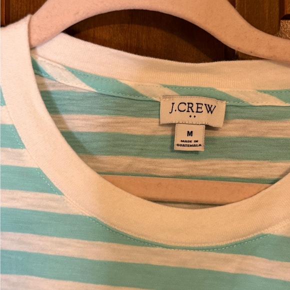 J. Crew Tops - J. Crew aqua and white stripe tshirt tee size Medium EUC